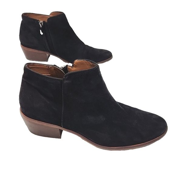 Sam Edelman Ankle Bootie Black Suede 1.75" Heel Women's 8.5 Zip Boot Shoe - Picture 1 of 16